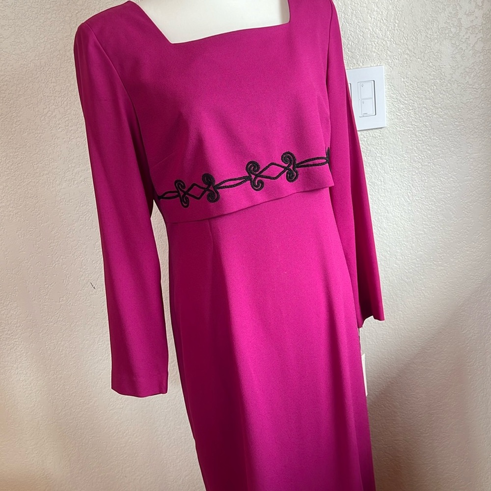 Vintage, floor length dress with shoulder pads